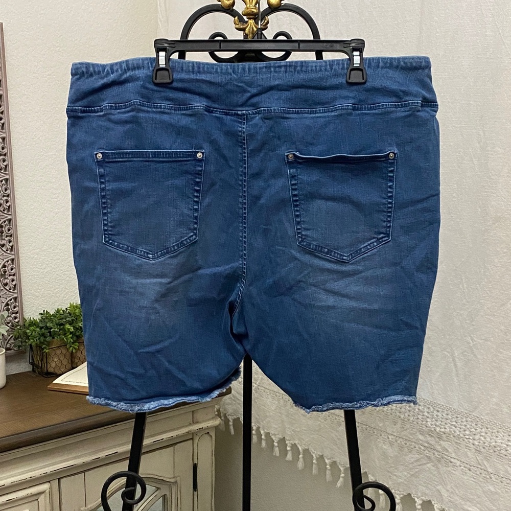 Belle Kim Gravel Denim Cut Off Shorts Size 22W Plus Raw Hem Stretch - Picture 4 of 4